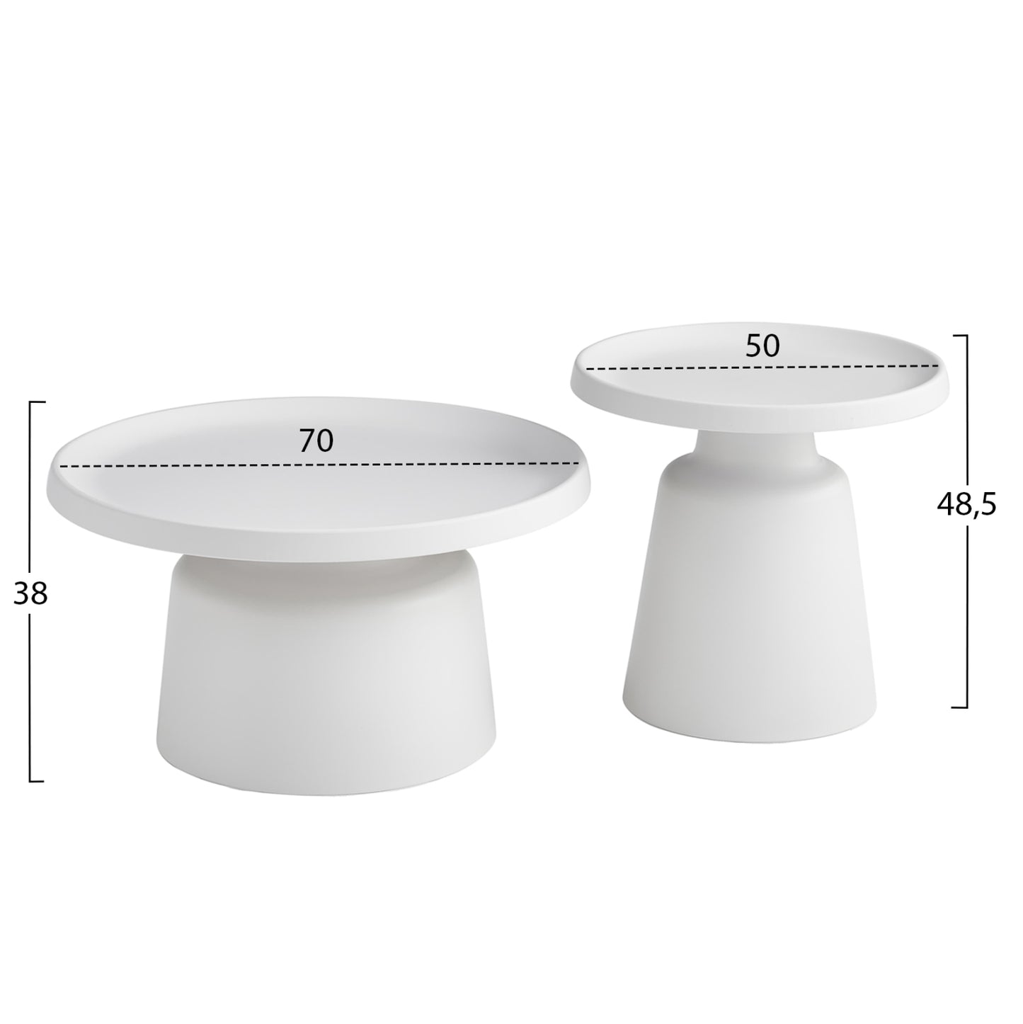 ΣΕΤ 2 ΤΡΑΠΕΖΙΑ ΣΑΛΟΝΙΟΥ RINKON2 HM18304.01 ΜΕΤΑΛΛΟ ΣΕ ΛΕΥΚΟ Φ50εκ & Φ70εκ