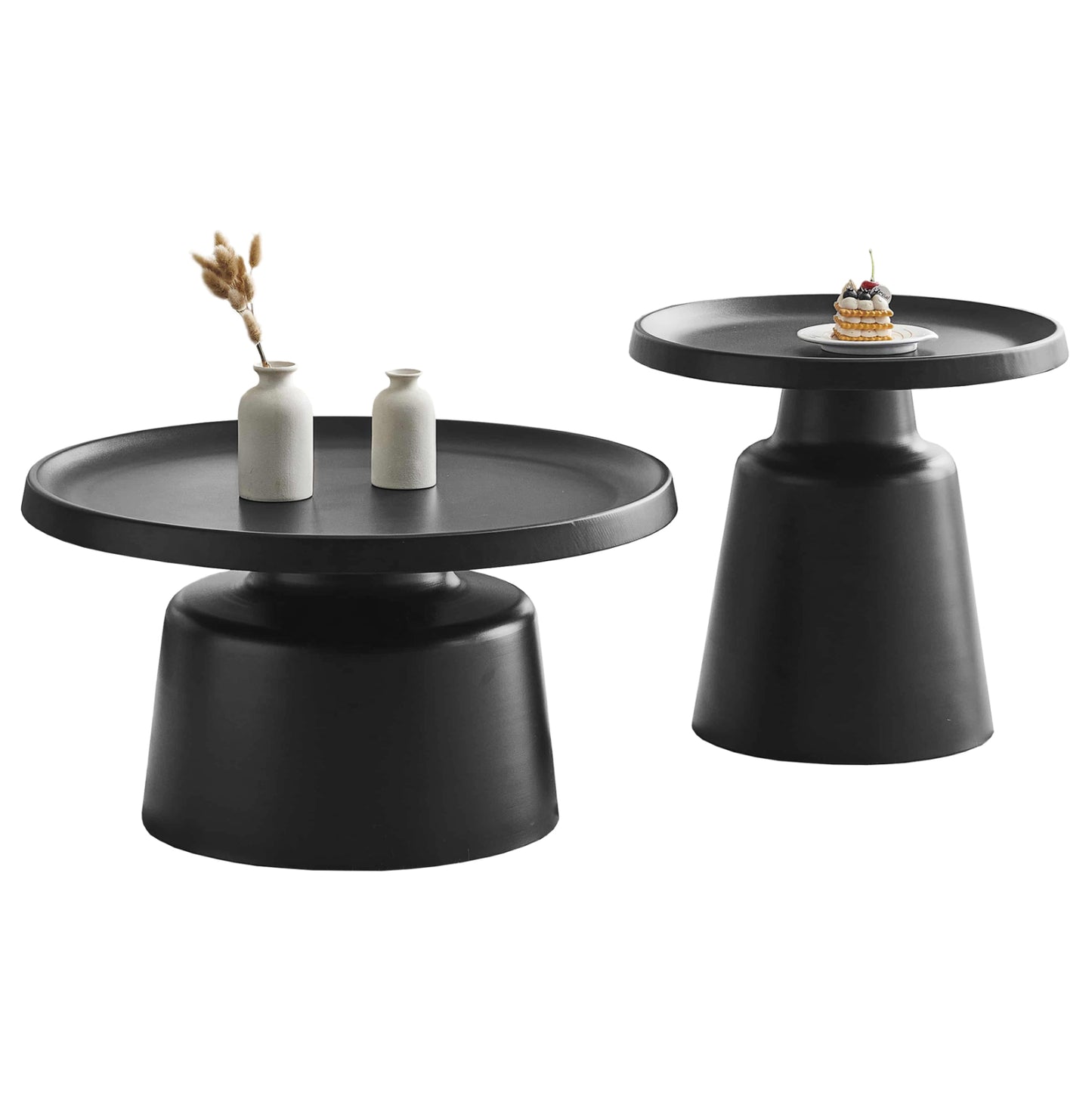 ΣΕΤ 2 ΤΡΑΠΕΖΙΑ ΣΑΛΟΝΙΟΥ RINKON2 HM18304.02 ΜΕΤΑΛΛΟ ΣΕ ΜΑΥΡΟ Φ50εκ & Φ70εκ