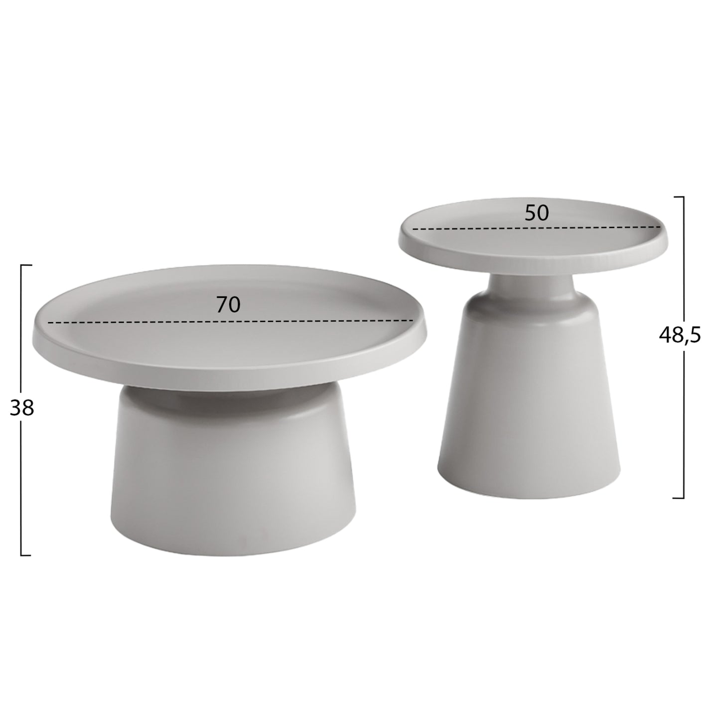 ΣΕΤ 2 ΤΡΑΠΕΖΙΑ ΣΑΛΟΝΙΟΥ RINKON2 HM18304.03 ΜΕΤΑΛΛΟ ΣΕ ΓΚΡΙ Φ50εκ & Φ70εκ