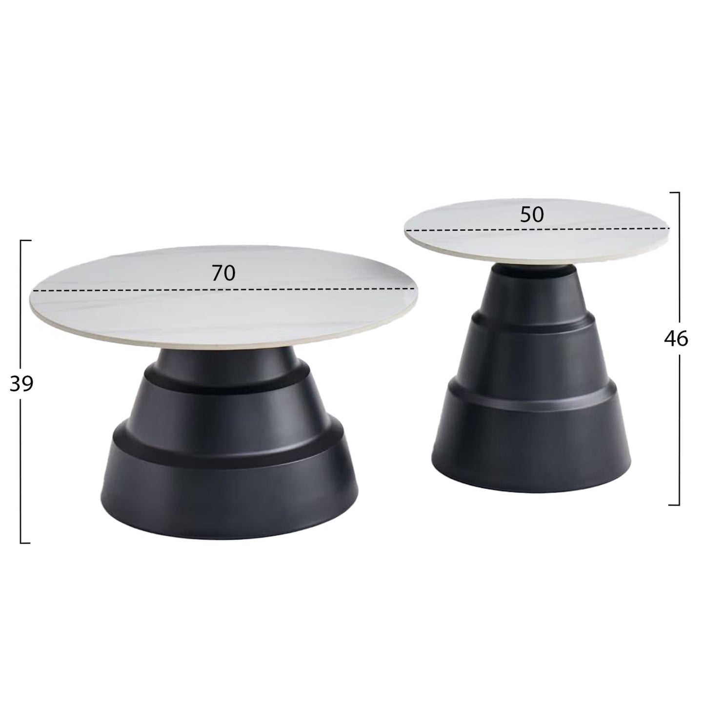 ΣΕΤ 2 ΤΡΑΠΕΖΙΑ ΣΑΛΟΝΙΟΥ LIDOX HM18306.02 SINTERED STONE TOP- SNOW WHITE ΧΡΩΜΑ Φ50 & Φ70