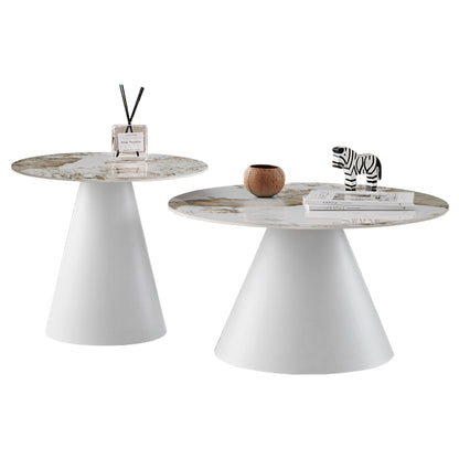 ΣΕΤ 2 ΤΡΑΠΕΖΙΑ ΣΑΛΟΝΙΟΥ RIDGE(X) HM18307.01 SINTERED STONE TOPS--ΒΑΣΕΙΣ ΛΕΥΚΕΣ Φ50 & Φ70