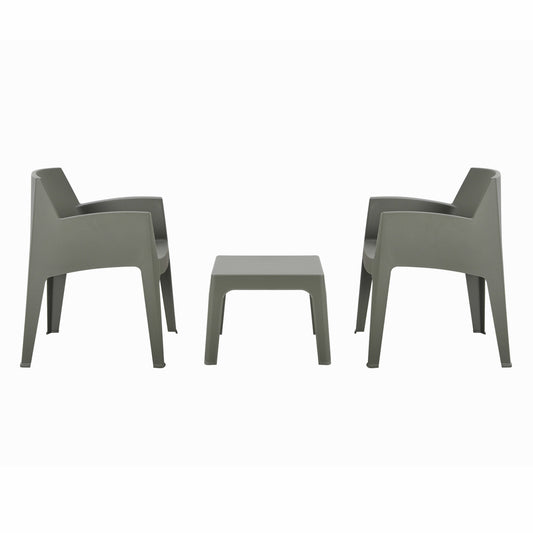 ΣΕΤ 3ΤΜΧ ΠΟΛΥΠΡΟΠΥΛΕΝΙΟΥ SLEEK HM21267.05 ΤΡΑΠΕΖΑΚΙ & 2 ΠΟΛΥΘΡΟΝΕΣ-DARK OLIVE GREEN