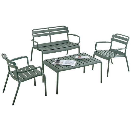 ΣΕΤ ΣΑΛΟΝΙ ΕΞΩΤΕΡΙΚΟΥ ΧΩΡΟΥ 4ΤΜΧ KORVER HM21096.05 ΠΟΛΥΠΡΟΠΥΛΕΝΙΟ DARK OLIVE GREEN