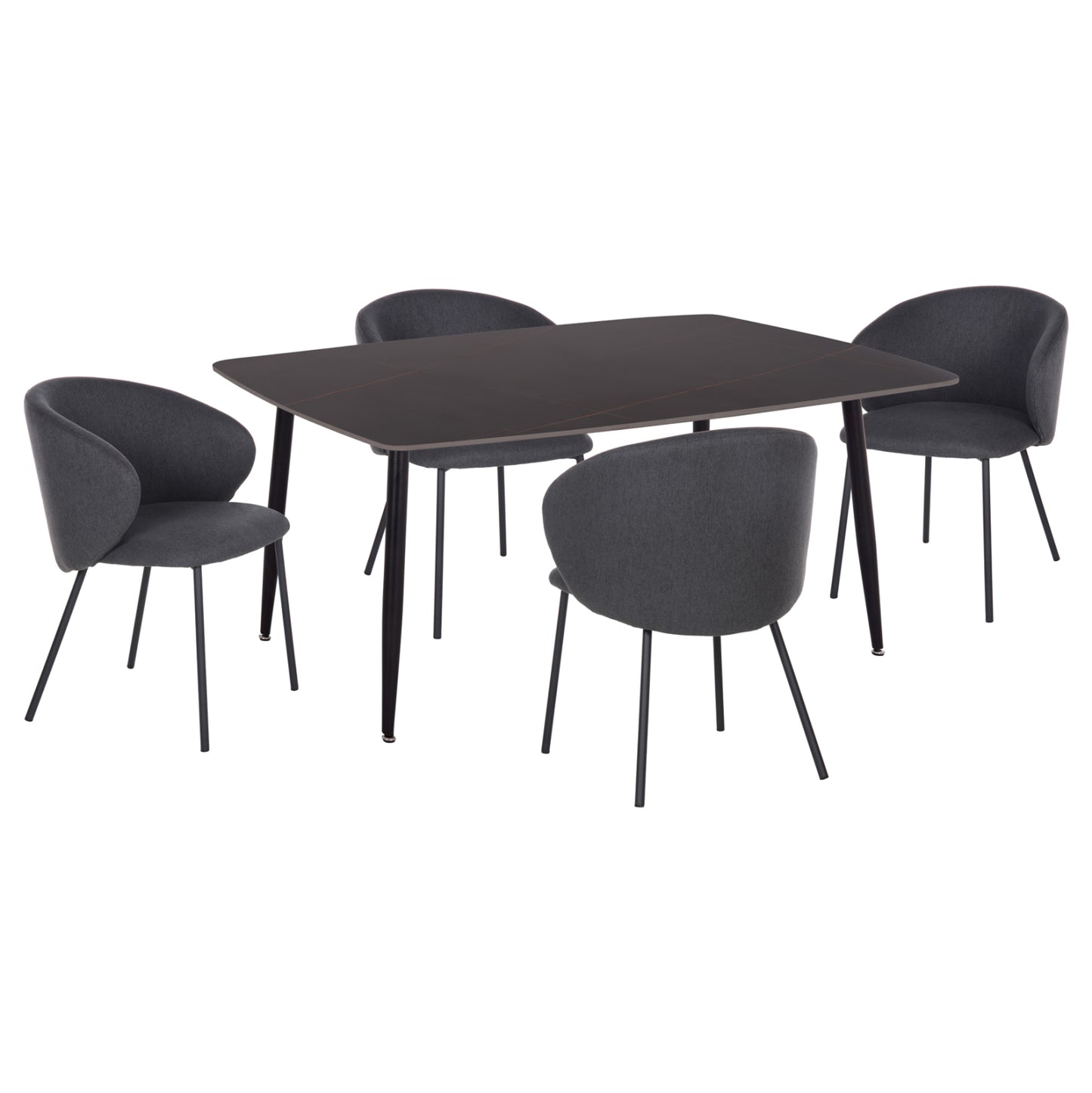 ΣΕΤ ΤΡΑΠΕΖΑΡΙΑΣ 5ΤΜΧ RAVEN HM21069.02 ΚΕΡΑΜΙΚΟ TOP ΜΑΥΡΟ ΜΑΡΜΑΡΟ & 4 ΚΑΡΕΚΛΕΣ