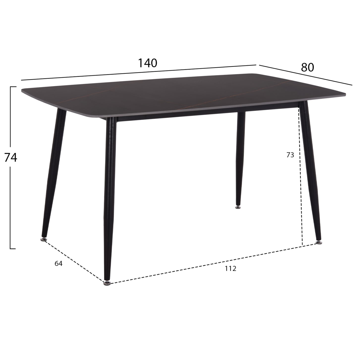 ΣΕΤ ΤΡΑΠΕΖΑΡΙΑΣ 5ΤΜΧ RAVEN HM21072.02 ΚΕΡΑΜΙΚΟ TOP ΜΑΥΡΟ ΜΑΡΜΑΡΟ & 4 ΚΑΡΕΚΛΕΣ