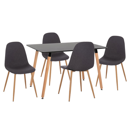 ΣΕΤ ΤΡΑΠΕΖΑΡΙΑΣ 5ΤΜΧ MINARDO HM21179 MDF TOP ΣΕ ΜΑΥΡΟ--ΣΚΟΥΡΟ ΓΚΡΙ ΥΦΑΣΜΑ