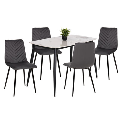 ΣΕΤ ΤΡΑΠΕΖΑΡΙΑΣ 5ΤΜΧ LATRELL HM21192 ΤΡΑΠΕΖΙ ΚΕΡΑΜΙΚΟ TOP-ΒΕΛΟΥΔΟ ΓΚΡΙ ΚΑΡΕΚΛΕΣ