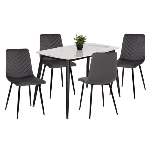 ΣΕΤ ΤΡΑΠΕΖΑΡΙΑΣ 5ΤΜΧ LATRELL HM21192 ΤΡΑΠΕΖΙ ΚΕΡΑΜΙΚΟ TOP-ΒΕΛΟΥΔΟ ΓΚΡΙ ΚΑΡΕΚΛΕΣ