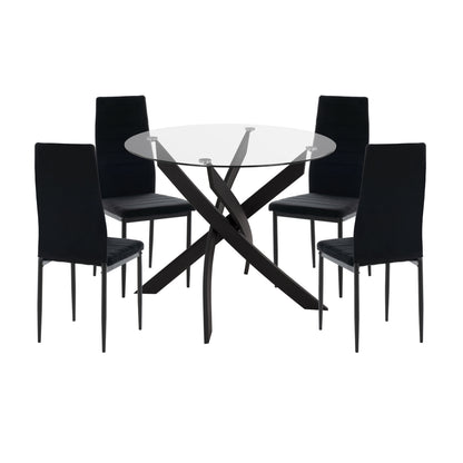 ΣΕΤ ΤΡΑΠΕΖΑΡΙΑΣ 5ΤΜΧ LADY HM21199.04 ΓΥΑΛΙ--ΜΕΤΑΛΛΟ & ΒΕΛΟΥΔΟ ΣΕ ΜΑΥΡΟ