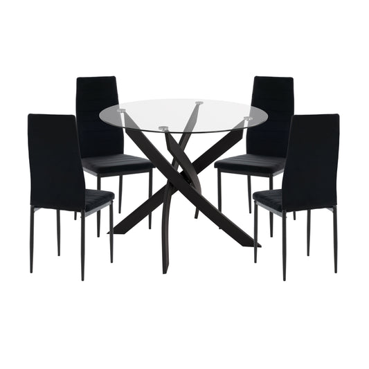 ΣΕΤ ΤΡΑΠΕΖΑΡΙΑΣ 5ΤΜΧ LADY HM21199.04 ΓΥΑΛΙ--ΜΕΤΑΛΛΟ & ΒΕΛΟΥΔΟ ΣΕ ΜΑΥΡΟ