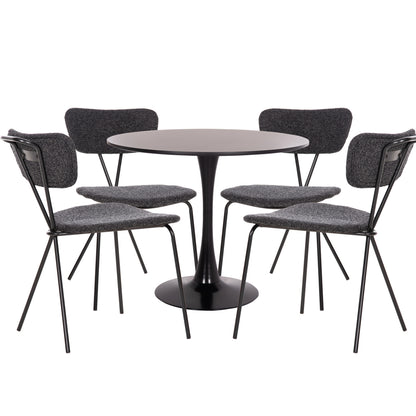 ΣΕΤ ΤΡΑΠΕΖΑΡΙΑΣ 5ΤΜΧ BROLIN HM21200 MDF TOP & ΜΕΤΑΛΛΟ ΜΑΥΡΟ-ΣΚΟΥΡΟ ΓΚΡΙ ΥΦΑΣΜΑ