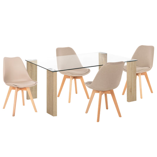 ΣΕΤ ΤΡΑΠΕΖΑΡΙΑΣ 5ΤΜΧ MORGAN HM21269.02 ΤΡΑΠΕΖΙ & 4 ΚΑΡΕΚΛΕΣ - ΜΠΕΖ ΥΦΑΣΜΑ