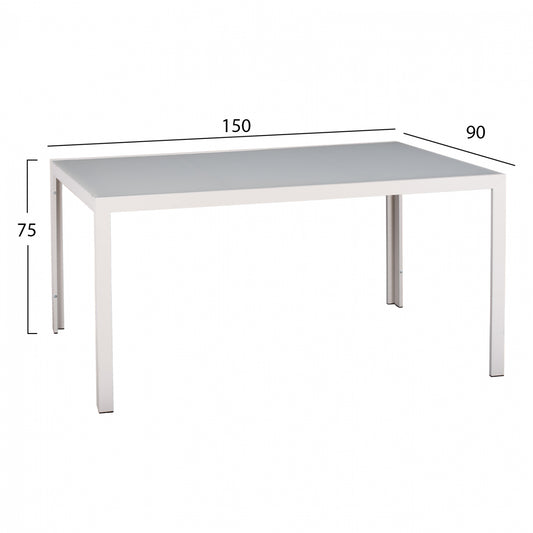 ΣΕΤ ΤΡΑΠΕΖΑΡΙΑΣ 5ΤΜΧ ΤΡΑΠ. 150Χ90 & ΠΟΛ/ΝΕΣ ΑΛΟΥΜΙΝΙΟΥ ΜΕ POLYWOOD ΛΕΥΚΕΣ HM11706.01