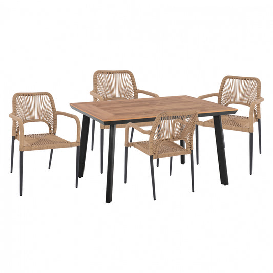 ΣΕΤ ΤΡΑΠΕΖΑΡΙΑΣ 5ΤΜΧ ΤΡΑΠΕΖΙ ΑΝΘΡΑΚΙ 120x80 ΚΑΙ ΠΟΛΥΘΡΟΝΑ ΜΕ ΣΧΟΙΝΙ HM11535.02