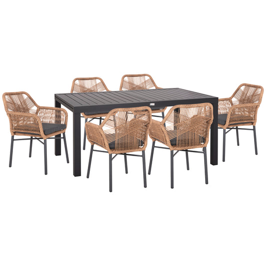 ΣΕΤ ΤΡΑΠΕΖΑΡΙΑΣ ΕΞ.ΧΩΡΟΥ 7ΤΜΧ KRUM HM21132.02 ΣΚΟΥΡΟ ΓΚΡΙ ΑΛΟΥΜΙΝΙΟ-P.E.RATTAN