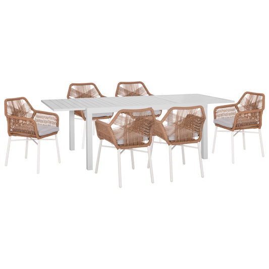 ΣΕΤ ΤΡΑΠΕΖΑΡΙΑΣ ΕΞ.ΧΩΡΟΥ 7ΤΜΧ KRUM HM21132 ΛΕΥΚΟ ΑΛΟΥΜΙΝΙΟ--P.E.TWISTED RATTAN