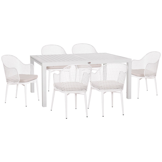 ΣΕΤ ΤΡΑΠΕΖΑΡΙΑΣ ΕΞ.ΧΩΡΟΥ KRUM HM21131.04 ΤΡΑΠΕΖΙ ΜΕ 6 ΠΟΛΥΘΡΟΝΕΣ--ΛΕΥΚΟ ΑΛΟΥΜΙΝΙΟ