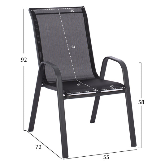 ΣΕΤ ΤΡΑΠΕΖΑΡΙΑΣ 5ΤΜΧ HM5193.13 ΜΕΤΑΛΛΙΚO ΜΕ 4 ΚΑΡΕΚΛΕΣ & ΤΡΑΠΕΖΙ 110x60 ΜΑΥΡΟ