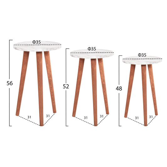 ΣΕΤ ΤΡΑΠΕΖΙ ΣΑΛΟΝΙΟΥ & 3 ΒΟΗΘ.ΤΡΑΠΕΖΙΑ VITAL HM18180.03 ΜΕΛΑΜΙΝΗ ΛΕΥΚΟ ΜΑΡΜΑΡΟ-ΚΑΡΥΔΙ ΠΟΔΙΑ