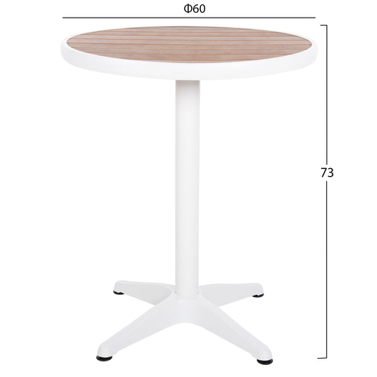 ΤΡΑΠΕΖΙ ΑΛΟΥΜΙΝΙΟΥ ΣΤΡΟΓΓΥΛΟ ALEXA HM6086.02 ΛΕΥΚΟ-POLYWOOD TOP ΦΥΣΙΚΟ Φ60x73Υεκ.