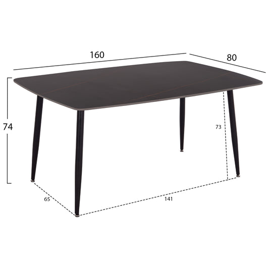 ΤΡΑΠΕΖΙ RAVEN HM18150.02 ΚΕΡΑΜΙΚΟ TOP ΜΕ ΟΨΗ ΜΑΥΡΟ ΜΑΡΜΑΡΟ 160x80x74Υεκ.