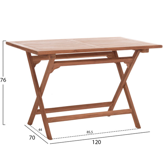 ΤΡΑΠΕΖΙ ΠΤΥΣΣΟΜΕΝΟ ΟΡΘΟΓΩΝΙΟ ERIS HM18117 ΞΥΛΟ TEAK--ΦΥΣΙΚΟ 120x70x76Υεκ.