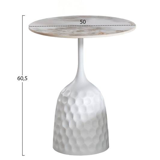 ΤΡΑΠΕΖΙ ΣΑΛΟΝΙΟΥ LONGSTEM HM18317.01 ΒΑΣΗ ΛΕΥΚΗ--SINTERED STONE CALACATA GOLD Φ50