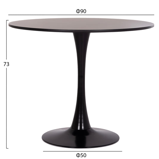 ΤΡΑΠΕΖΙ ΣΤΡΟΓΓΥΛΟ BROLIN HM18141.02 MDF TOP-ΒΑΣΗ ΜΕΤΑΛΛΙΚΗ--ΜΑΥΡΟ Φ90x73Υεκ