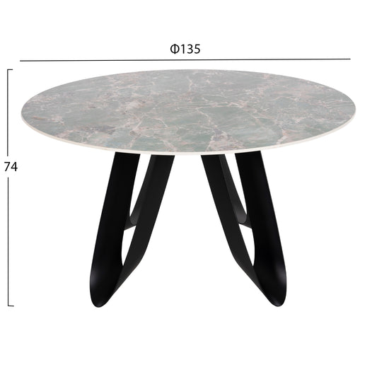 ΤΡΑΠΕΖΙ ΣΤΡΟΓΓΥΛΟ ZOD HM9852.03 ΓΚΡΙ ΜΑΡΜΑΡΟ ΚΕΡΑΜΙΚΟ TOP-ΜΑΥΡΑ ΜΕΤΑΛ.ΠΟΔΙΑ Φ135x74Υεκ