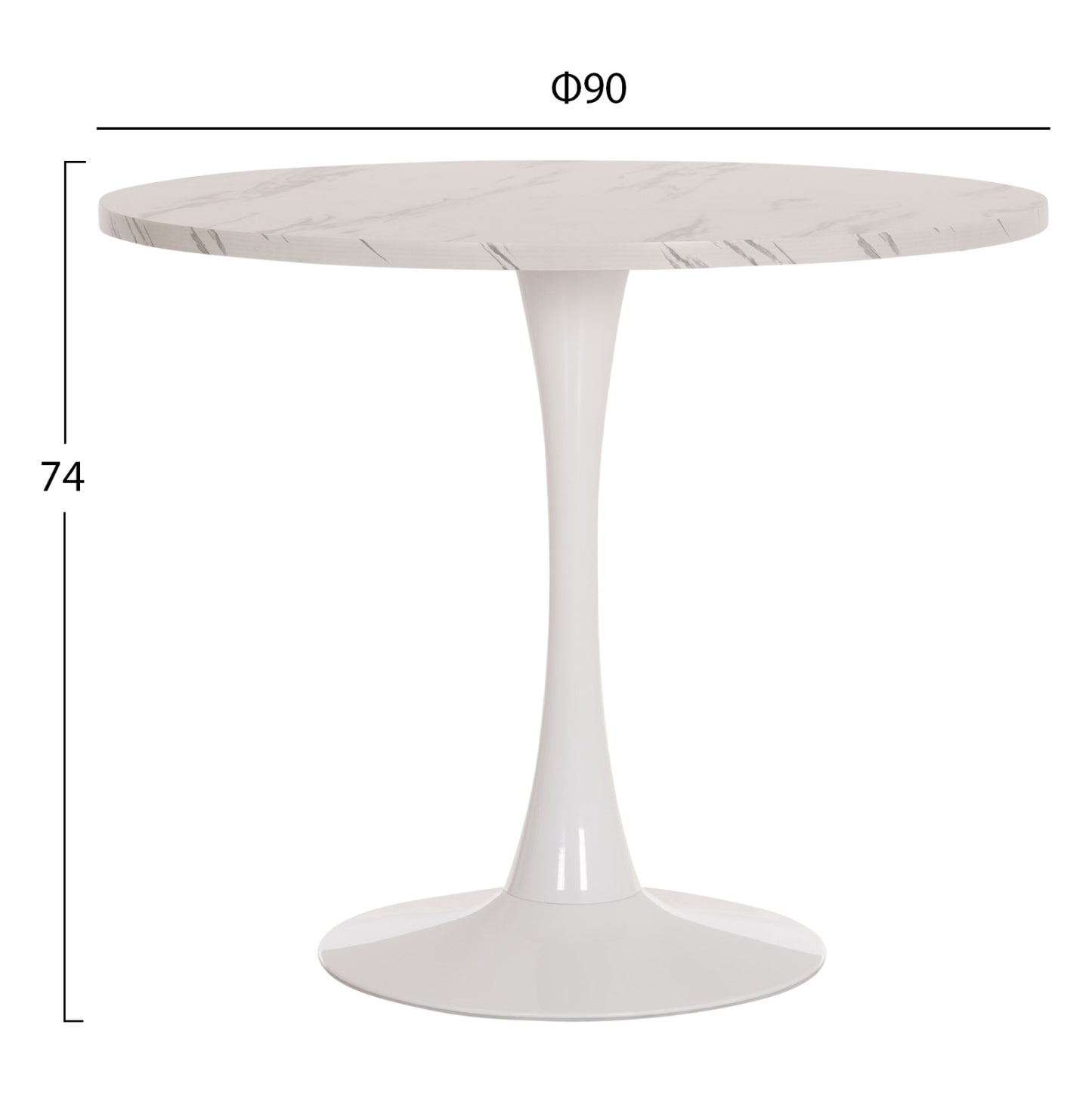 ΤΡΑΠΕΖΙ ΤΡΑΠΕΖΑΡΙΑΣ ROLLO HM9421.11 ΣΤΡΟΓΓΥΛΟ WHITE MARBLE Φ90x74Υεκ.