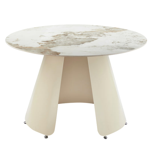 ΤΡΑΠΕΖΙ ΤΡΑΠΕΖΑΡΙΑΣ ΣΤΡΟΓΓΥΛΟ SEDAR HM18326 ΚΕΡΑΜΙΚΟ TOP--ΚΡΕΜ ΜΕΤΑΛ.ΠΟΔΙΑ Φ120x76Υ