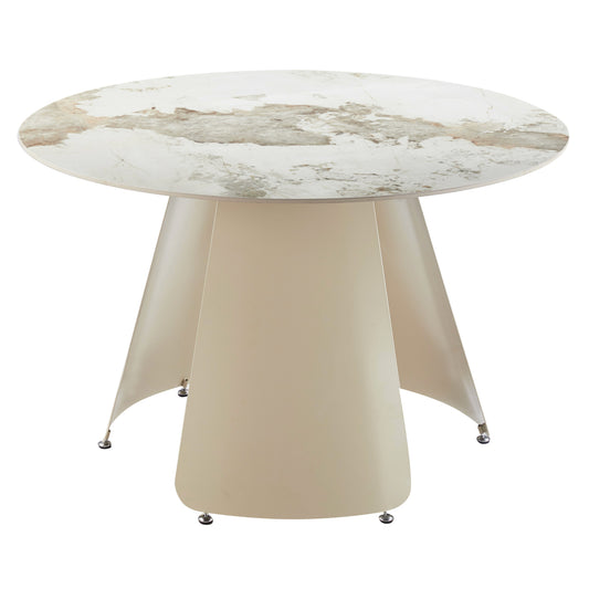 ΤΡΑΠΕΖΙ ΤΡΑΠΕΖΑΡΙΑΣ ΣΤΡΟΓΓΥΛΟ SEDAR HM18326 ΚΕΡΑΜΙΚΟ TOP--ΚΡΕΜ ΜΕΤΑΛ.ΠΟΔΙΑ Φ120x76Υ