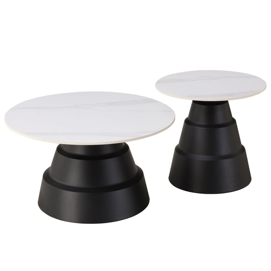 ΤΡΑΠΕΖΙΑ ΣΑΛΟΝΙΟΥ LIDOK HM18261.01 ΚΕΡΑΜΙΚΑ TOP ΟΨΗ ΛΕΥΚΟΥ ΜΑΡΜΑΡΟΥ Φ50εκ & Φ70εκ