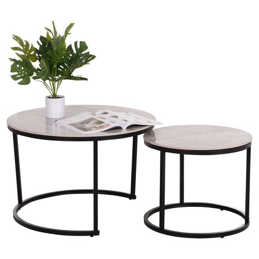 ΤΡΑΠΕΖΙA ΣΑΛΟΝΙΟΥ ΣΕΤ 2ΤΜΧ TALOS HM18140.01 ΓΚΡΙ ΚΕΡΑΜΙΚΟ TOP-ΜΕΤΑΛΛΙΚΑ ΠΟΔΙΑ Φ70x46Υεκ