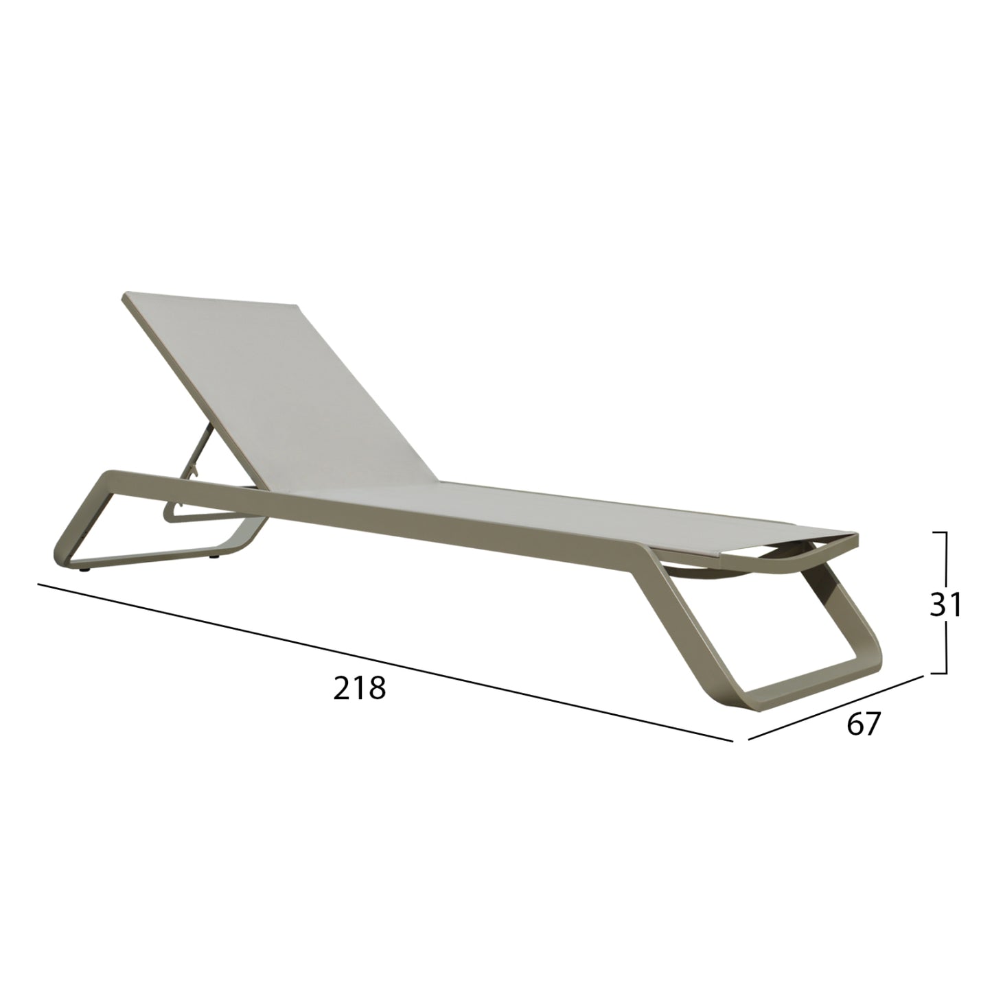 ΞΑΠΛΩΣΤΡΑ ΑΛΟΥΜΙΝΙΟΥ MARIMAR HM6562.03 ΣΚΕΛΕΤΟΣ TAUPE & TEXTILENE ΜΠΕΖ 220x67.5x31.5Υεκ