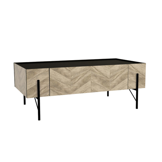 PARKE COFFEE TABLE ΜΑΥΡΟ ΦΥΣΙΚΟ ΜΕ PATTERN ΜΑΥΡΟ 120x63xH45cm