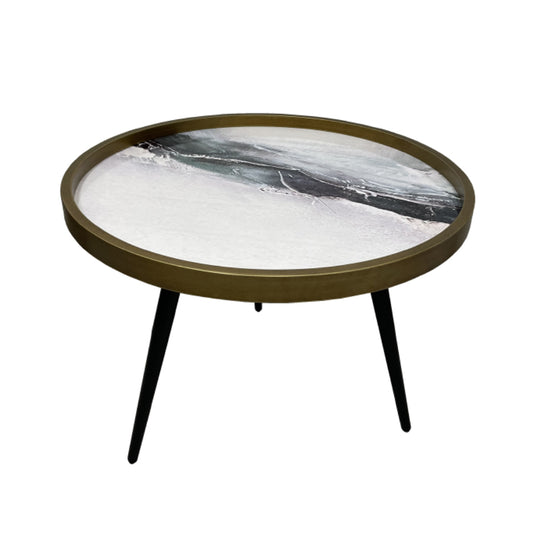 WILD COFFEE TABLE ΜΑΥΡΟ ΜΕ PATTERN ΜΑΥΡΟ D60xH45cm