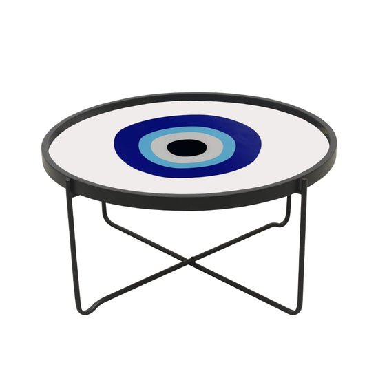 BLUE EYES COFFEE TABLE ΠΟΛΥΧΡΩΜΟ ΜΕ PATTERN ΛΕΥΚΟ D75xH37,5cm