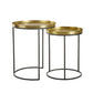 TOTALE SIDE TABLE SET 2ΤΕΜ BRASS ANTIQUE ΜΑΥΡΟ D49/41xH56/49cm
