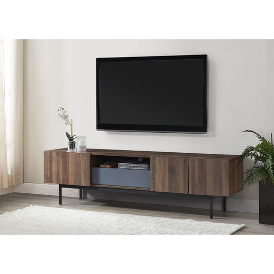 GROOVES TV STAND 2ΠΟΡΤΕΣ 2ΣΥΡΤΑΡΙΑ WOTAN OAK ΓΚΡΙ 180x40xH50cm