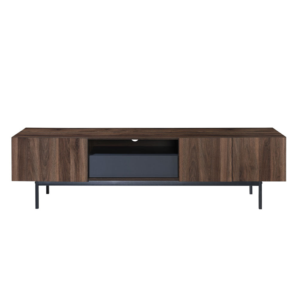 GROOVES TV STAND 2ΠΟΡΤΕΣ 2ΣΥΡΤΑΡΙΑ WOTAN OAK ΓΚΡΙ 180x40xH50cm
