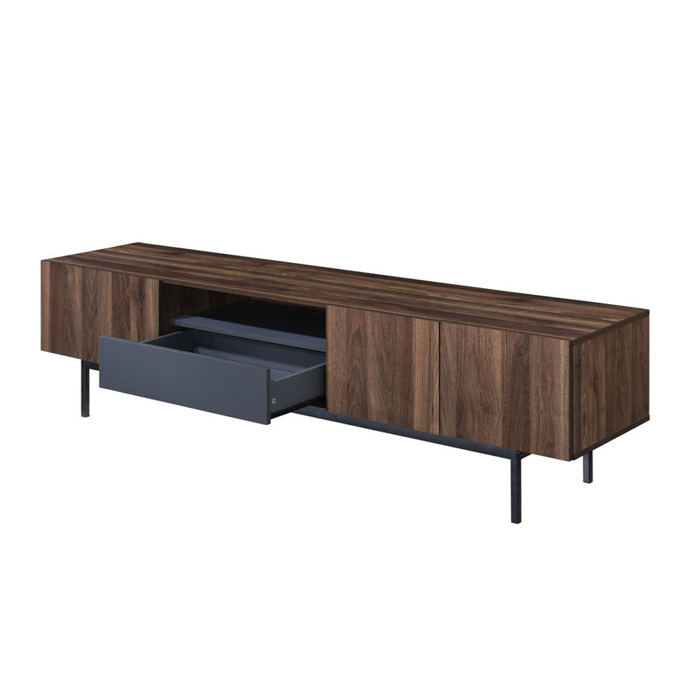 GROOVES TV STAND 2ΠΟΡΤΕΣ 2ΣΥΡΤΑΡΙΑ WOTAN OAK ΓΚΡΙ 180x40xH50cm