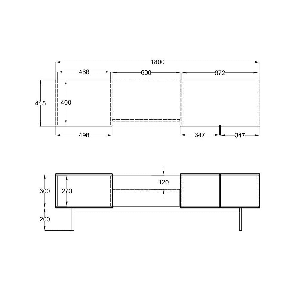 GROOVES TV STAND 2ΠΟΡΤΕΣ 2ΣΥΡΤΑΡΙΑ WOTAN OAK ΓΚΡΙ 180x40xH50cm