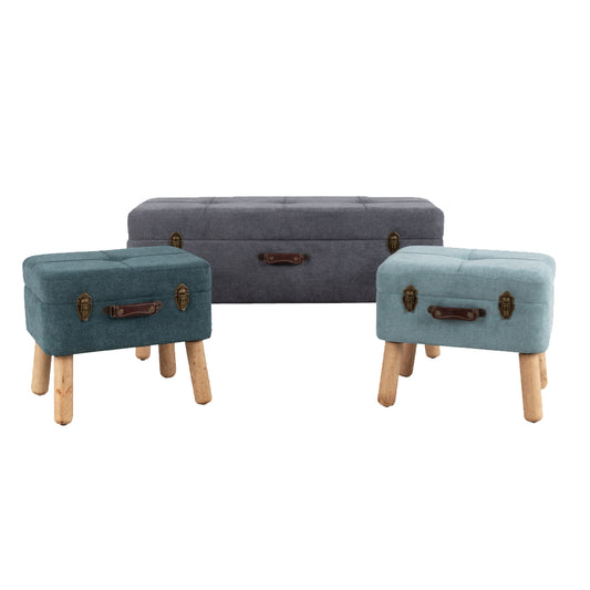 BABUS ΣΚΑΜΠΩ SET 3ΤΕΜ ΓΚΡΙ ΜΕΝΤΑ 100-50-50x40-35-35xH47-38-38cm