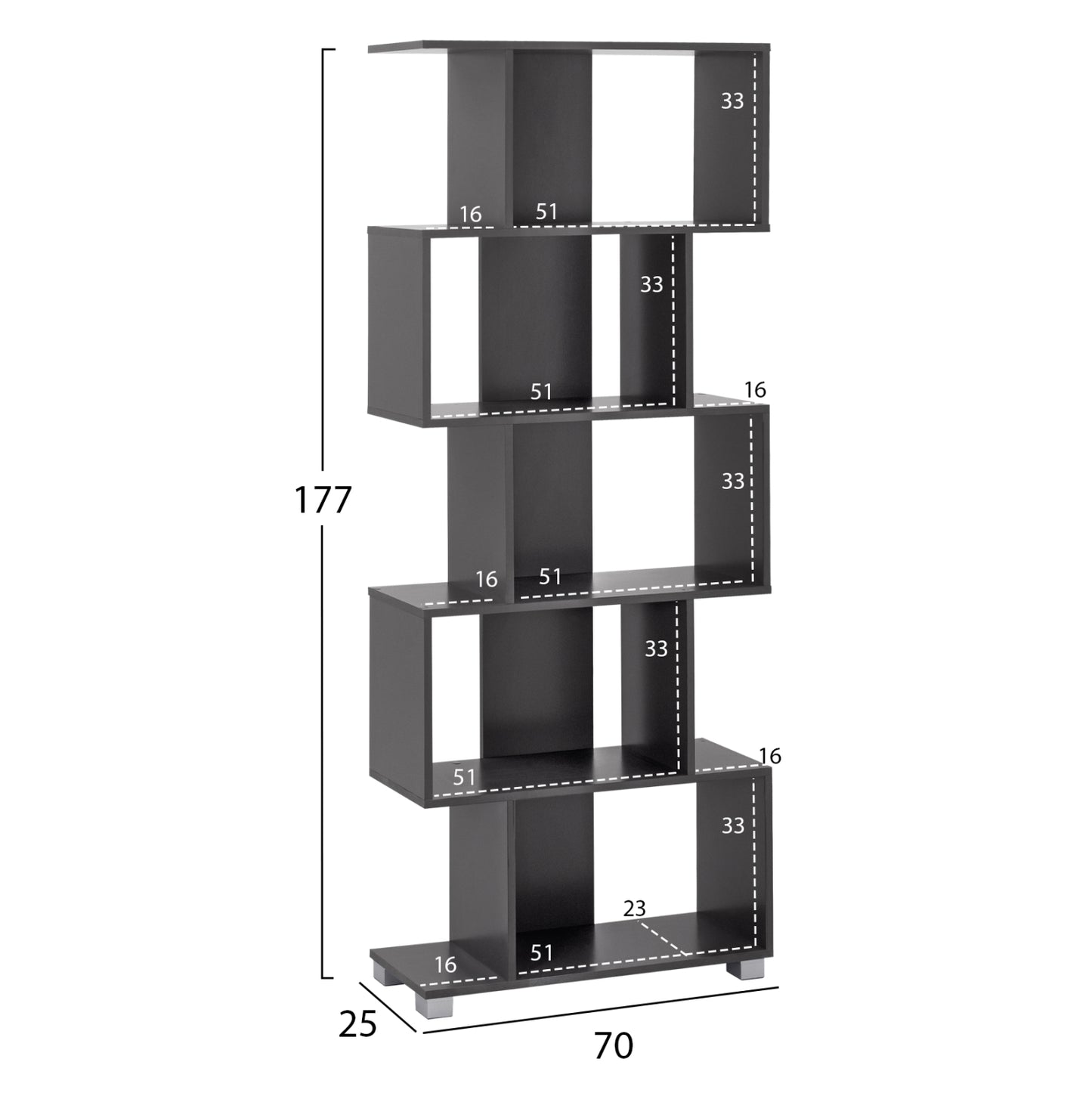 ΒΙΒΛΙΟΘΗΚΗ ΜΕΛΑΜΙΝΗΣ HM2385.10 ΓΚΡΙ 70x25x177Υ εκ.