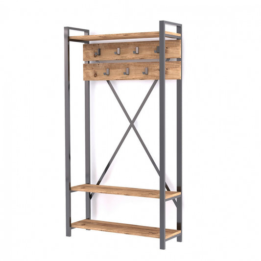 ΕΠΙΠΛΟ ΕΙΣΟΔΟΥ HM8943.01 NATURAL WOOD & ΜΑΥΡΟ 90x34x180 εκ.