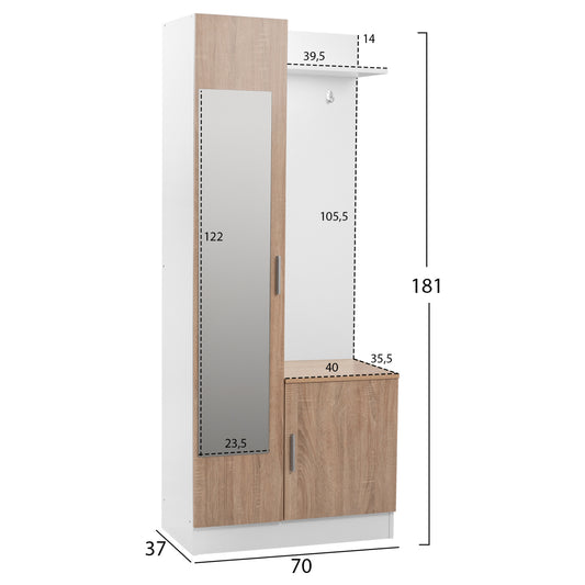 ΕΠΙΠΛΟ ΕΙΣΟΔΟΥ ΜΕ ΚΑΘΡΕΠΤΗ JANICE HM2264 SONAMA ΛΕΥΚΟ 70x37x181 εκ.