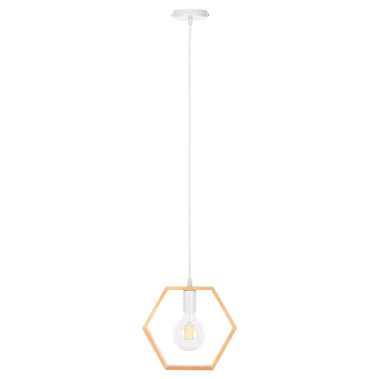 ΦΩΤΙΣΤΙΚΟ ΟΡΟΦΗΣ ΚΡΕΜΑΣΤΟ HM4070 ΞΥΛΙΝΟ ΕΞΑΓΩΝΟ ΚΑΠΕΛΟ-ΛΕΥΚΟ ΚΑΛΩΔΙΟ 25,5Χ122,5Υ