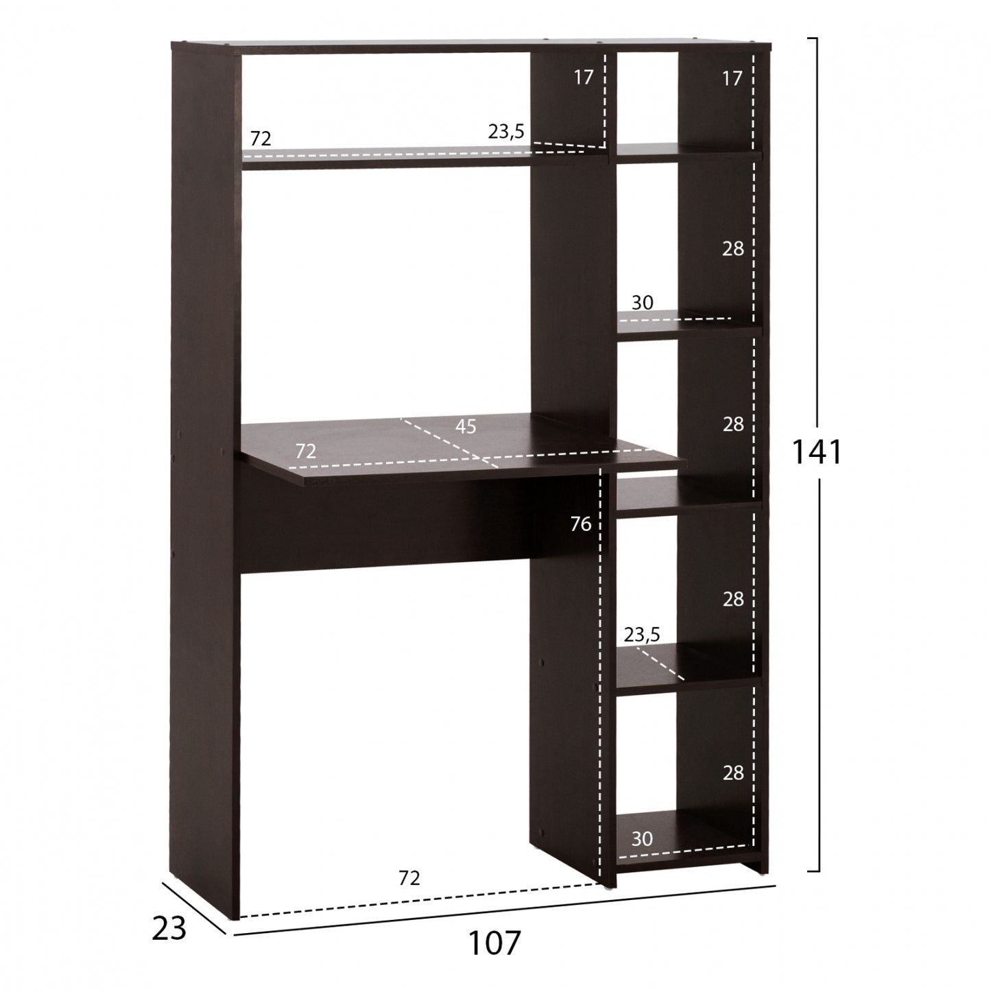 ΓΡΑΦΕΙΟ ΜΕ ΒΙΒΛΙΟΘΗΚΗ JANYN HM2290.01 ΒΕΓΓΕ 107x23-45x141Υ εκ.