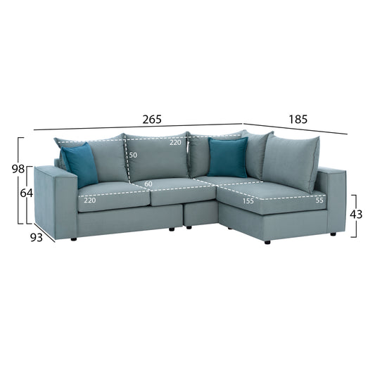 ΚΑΝΑΠΕΣ ΓΩΝΙΑ ΠΟΛΥΜΟΡΦΙΚΟΣ MONZA ΥΦΑΣΜΑ ΑΛΕΚΙΑΣΤΟ ΦΥΣΤΙΚΙ-ΠΕΤΡΟΛ 265x195x98Yεκ. HM3256.08